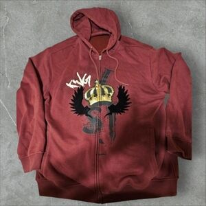 Men's Sean John Maroon zip up Hoodie, size XXL